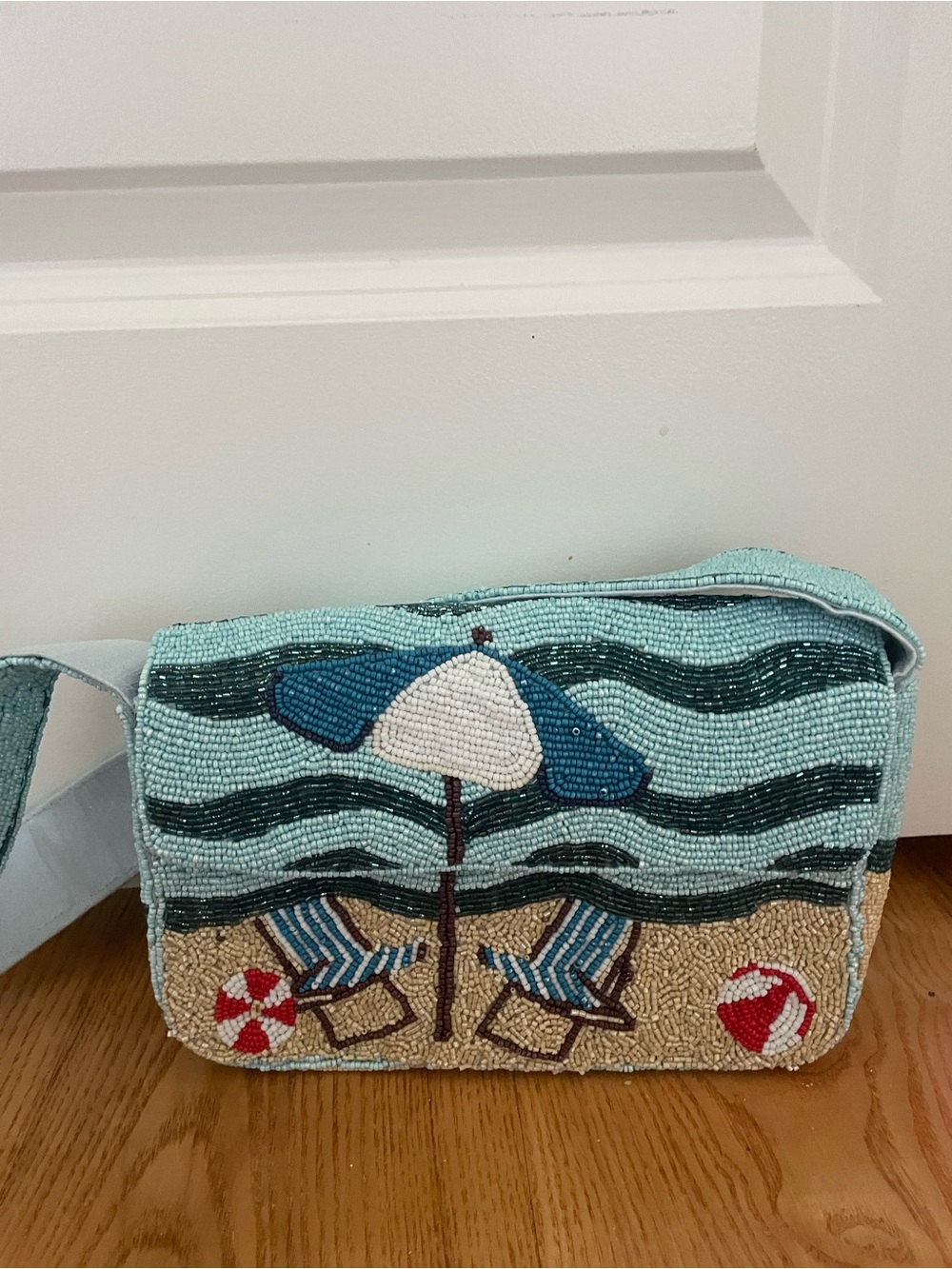Beaded Seaside Shoulder Bag in Light Blue - Picture 2 of 4